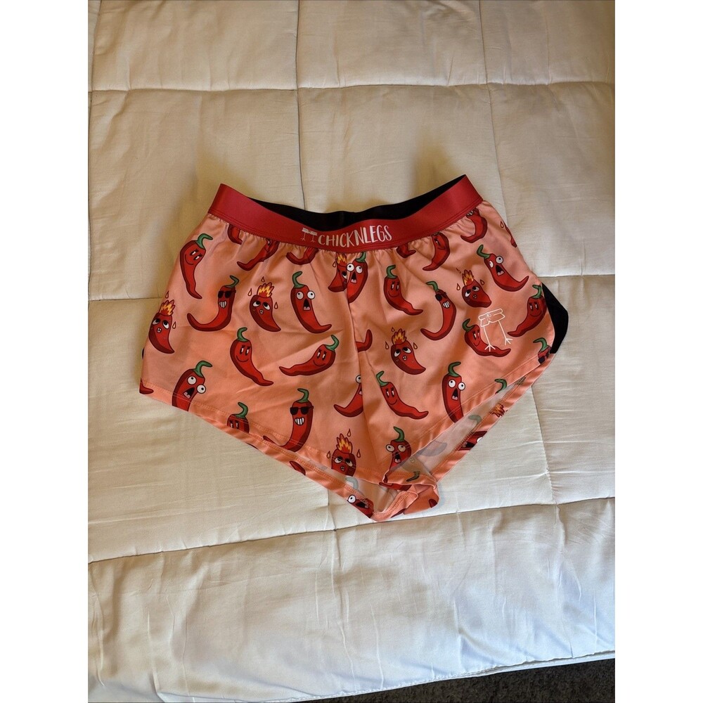 ChicknLegs Chicken Legs Mens L Hot Peppers 2" Split Shorts Lined